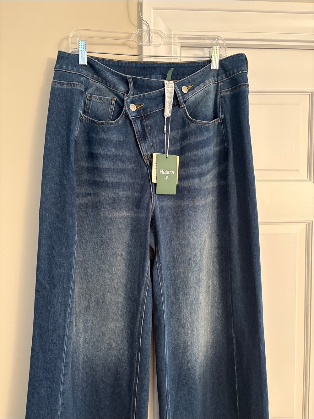 HALARA Dark Blue Wide-Leg Flare Jeans